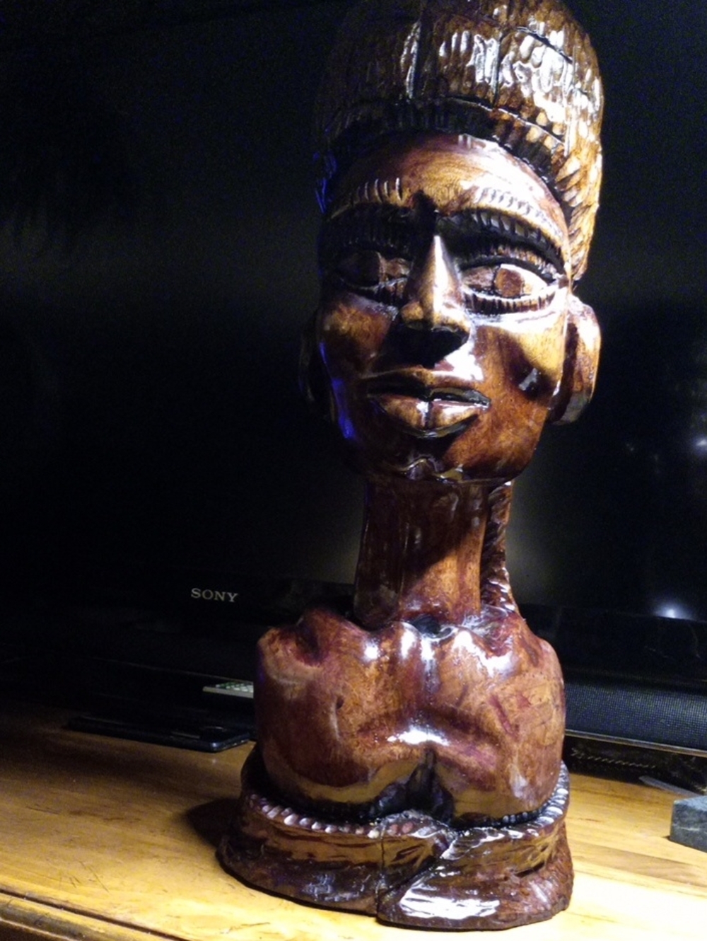 Museum-Quality 22" Vintage African Tribal Hardwood Bust – Single Owner